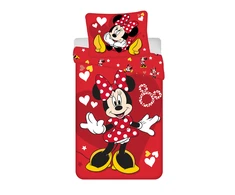 Patalynė bawełniana 140x200 Myszka Mini raudona serca Minnie Mouse poszewka 70x90 August 23