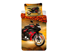 Patalynė bawełniana 140x200 Motor Motorbike Raudona juoda raudona poszewka 70x90