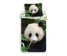 Patalynė bawełniana 140x200 Meškiukas Panda pandy liście 6435 poszewka 70x90 bear