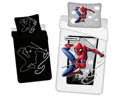 Patalynė świecąca w ciemności 140x200 Spiderman Człowiek Pająk 8438 bawełniana poszewka 70x90
