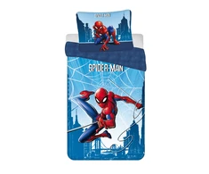 Patalynė bawełniana 140x200 Spider-man człowiek pająk mėlyna poszewka 70x90 JF 02