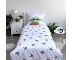 Patalynė bawełniana 140x200 Star Wars Baby Yoda balta žalia poszewka 70x90 August 23