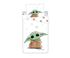 Patalynė bawełniana 140x200 Star Wars Baby Yoda balta žalia poszewka 70x90 August 23