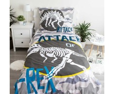 Patalynė świecąca w ciemności 140x200 Dinozaury T-Rex 7196 pilka bawełniana poszewka 70x90 młodzieżowa