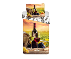 Patalynė bawełniana 140x200 Wino kieliszki poszewka 70x90