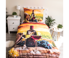 Patalynė bawełniana 140x200 Wino kieliszki poszewka 70x90