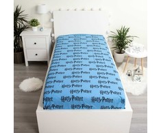 Prześcieradło bawełniane su gumką 90x200 Harry Potter mėlyna 8520 napisy vaikams