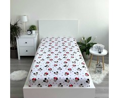 Prześcieradło bawełniane su gumką 90x200 Miki i Mini gwiazdy 2275 vaikams JF 02
