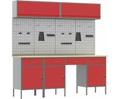 Darbo spintos rinkinys su stalčių su saugykla 10 pcs Raudona
