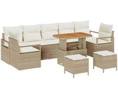 Sodo Sofų Rinkinys su pagalve 10 pcs Bežinė ir kreminė