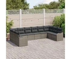 Lauko baldų komplektas Sodo Sofų Rinkinys Pilka 344 x 177,5 x 85 cm poliratanas