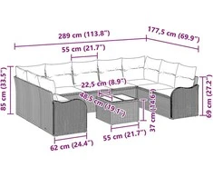 Sodo Sofų Rinkinys 10 vnt. Bežinė ir balta poliratanas