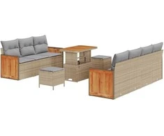 Sodo Sofų Rinkinys su pagalve 10 pcs Bežinė ir šviesiai pilka