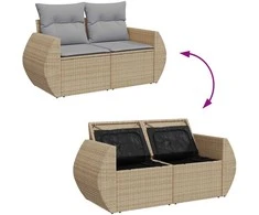 Sodo Sofų Rinkinys 10 pcs Bežinė ir šviesiai pilka Poli ratanas