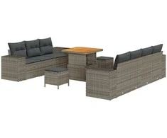 Lauko baldų komplektas Sodo Sofų Rinkinys 10 pcs Pilka poliratanas