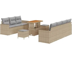 Lauko baldų komplektas Sodo Sofų Rinkinys 10 pcs Smėlio poliratanas