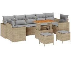 Lauko baldų komplektas Sodo Sofų Rinkinys 10 pcs Smėlio poliratanas