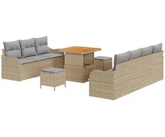 Sodo Sofų Rinkinys su pagalve 10 pcs Bežinė ir šviesiai pilka
