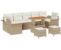 Sodo Sofų Rinkinys su pagalve 10 pcs Bežinė ir kreminė
