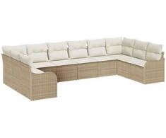Lauko baldų komplektas Sodo Sofų Rinkinys Smėlio 344 x 177,5 x 85 cm poliratanas