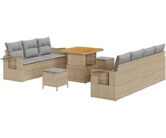 Sodo Sofų Rinkinys 10 pcs smėlio ir šviesiai pilkos spalvos