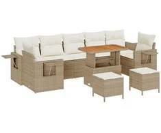 Lauko baldų komplektas Sodo Sofų Rinkinys 10 pcs Smėlio poliratanas
