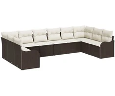 Lauko baldų komplektas Sodo Sofų Rinkinys Ruda 344 x 177,5 x 85 cm poliratanas