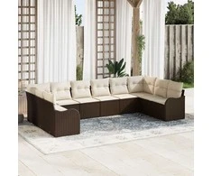 Lauko baldų komplektas Sodo Sofų Rinkinys Ruda 344 x 177,5 x 85 cm poliratanas