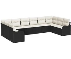 Lauko baldų komplektas Sodo Sofų Rinkinys Juoda 344 x 177,5 x 85 cm poliratanas