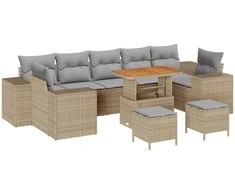 Sodo Sofų Rinkinys su pagalve 10 pcs Bežinė ir šviesiai pilka