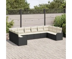 Lauko baldų komplektas Sodo Sofų Rinkinys Juoda 344 x 177,5 x 85 cm poliratanas