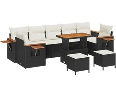 Sodo Sofų Rinkinys 13 pcs Juoda ir kreminė poliratanas