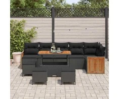 Sodo Sofų Rinkinys su pagalve 10 pcs Juoda