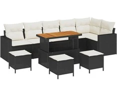 Sodo Sofų Rinkinys 12 pcs Juoda ir kreminė poliratanas