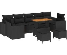 Sodo Sofų Rinkinys su pagalve 13 pcs Juoda poliratanas