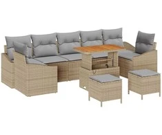 Lauko baldų komplektas Sodo Sofų Rinkinys su pagalve 10 pcs Smėlio poliratanas