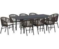 Sodo valgomojo komplektas 9 pcs Ruda poliratanas