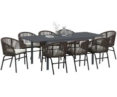 Sodo valgomojo komplektas 9 pcs Ruda poliratanas