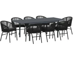 Sodo valgomojo komplektas 9 pcs Juoda poliratanas