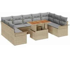 Sodo Sofų Rinkinys 10 pcs smėlio ir šviesiai pilkos spalvos