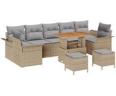 Sodo Sofų Rinkinys su pagalve 10 pcs Bežinė ir šviesiai pilka
