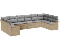 Lauko baldų komplektas Sodo Sofų Rinkinys su saugykla 10 pcs Smėlio poliratanas