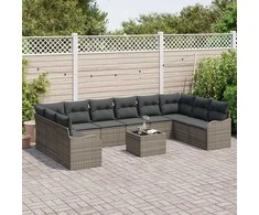 Lauko baldų komplektas Sodo Sofų Rinkinys Pilka 55 x 55 x 37 cm poliratanas