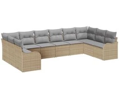 Lauko baldų komplektas Sodo Sofų Rinkinys Smėlio 344 x 177,5 x 85 cm poliratanas