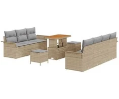 Sodo Sofų Rinkinys su pagalve 10 pcs Bežinė ir šviesiai pilka