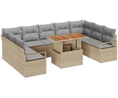 Sodo Sofų Rinkinys su pagalve 10 pcs Bežinė ir pilka