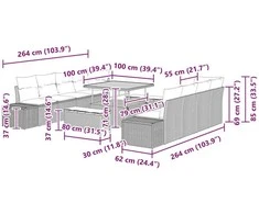 Sodo Sofų Rinkinys Smėlio 100 x 100 x 71 cm Poli ratanas