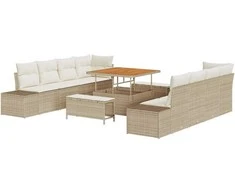 Sodo Sofų Rinkinys Smėlio 100 x 100 x 71 cm Poli ratanas