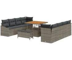 Sodo Sofų Rinkinys su pagalve su saugykla 11 pcs Pilka