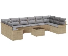 Lauko baldų komplektas Sodo Sofų Rinkinys su saugykla 11 pcs Juoda poliratanas